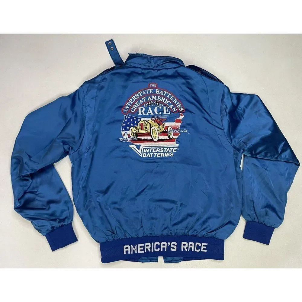 VTG Great American Race Interstate Batteries Norfolk Disney Jacket Men Large 80s